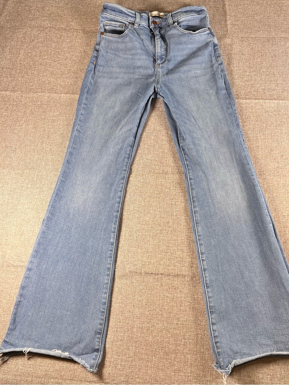 LOFT Light Blue slim Flared Jeans with Raw Hem